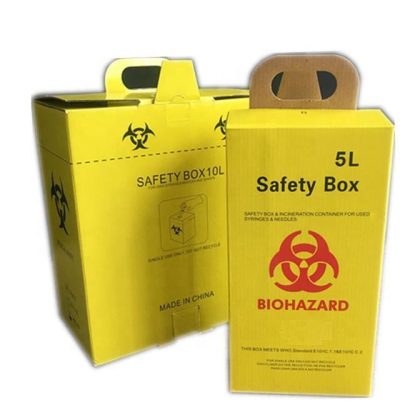 5L Corrugated Paper Sharp Container Disposable Biohazard Collection Medical Waste Safety Boxes For Used Syringe