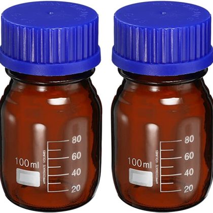 Reagent Glass Bottle Screw Cap Graduated Amber 100ml