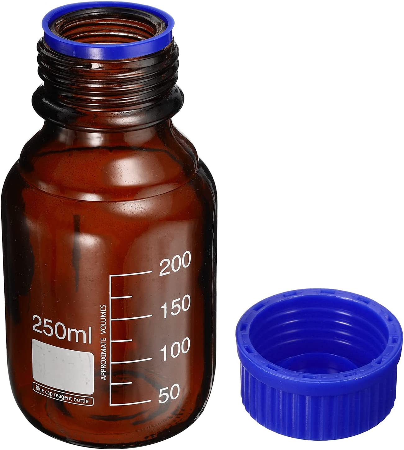 Reagent Glass Bottle Screw Cap Graduated Amber 250ml
