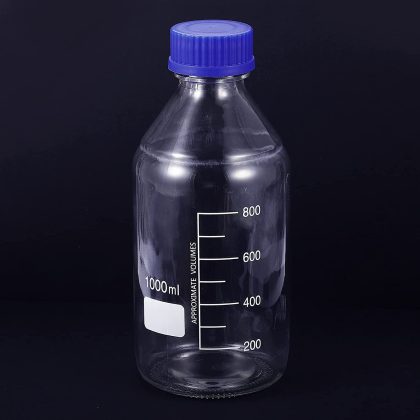Reagent Glass Bottle Screw Cap Graduated Clear 1000ml